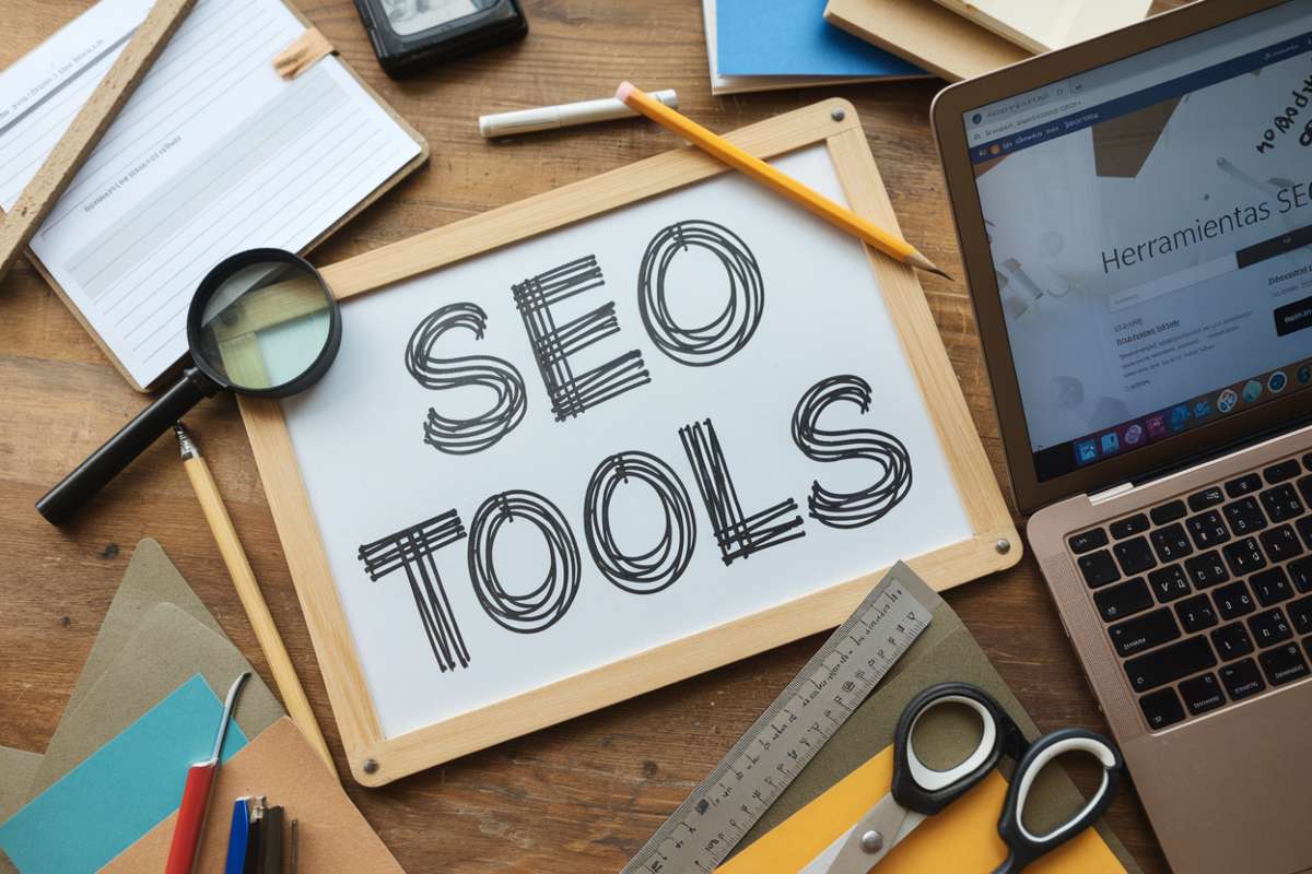 pizarra con el texto seo tools