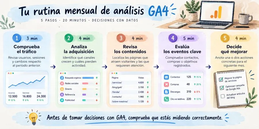 Rutina mensual de análisis en GA4