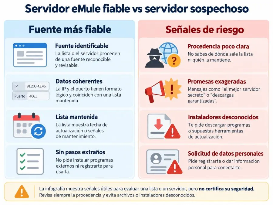 Servidor eMule fiable vs sospechoso